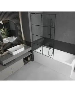 Sprchové dvere MEXEN/S - Next vaňová zástena FIX 100 x 150, čierna vzor, grafit metal 895-100-000-00-77-95