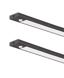 Svietidlá  SADA 2x nabíjateľné LED nábytkové osvetlenie so senzorom VIRO LED/1,2W/800 mAh 30cm CCT čierna EKB2579