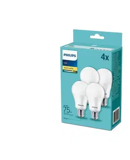 LED osvetlenie SADA 4x LED Žiarovka Philips A60 E27/10,5W/230V 2700K 8718699694982