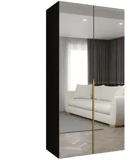 Šatníkové skrine Skriňa Alicante III 100 čierna/zlatá