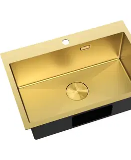 Kuchynské drezy MEXEN MEXEN - Solix oceľový drez 1-bowl 650 x 450 mm, zlatá 6403651000-55