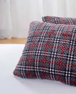 Dekoračné obliečky MKLozkoviny.sk Baránková obliečka na vankúš mikroplyš 45 × 45 cm - Káro červené (2 ks)-  -
