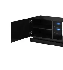 TV stolíky CAMA MEBLE Qiu 200 tv stolík čierny lesk