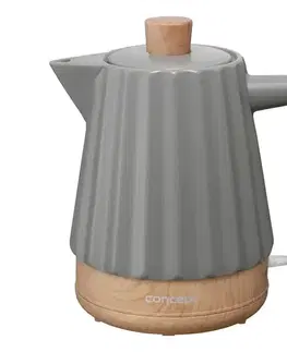 Predlžovacie káble Concept RK0092 - Rýchlovarná kanvica 1,5 l, 1500 W / 230 V, tmavosivá / drevený dekor / keramika rk0092