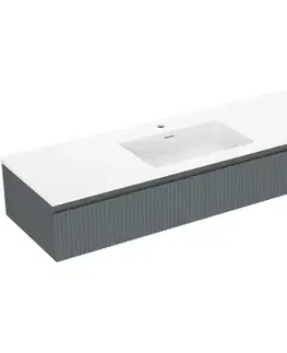 Kúpeľňový nábytok MEXEN/S - Rivel kúpeľňová skrinka 140 cm s umývadlom Otis, 1 šuplík, reliéf, grafit mat/biela mat - 91A20-14023-1-BF66-W18M0 91A20-14023-1-BF66-W18M01
