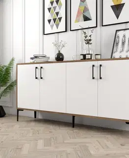 Komody Konzolový stolík Kiev - Walnut, White