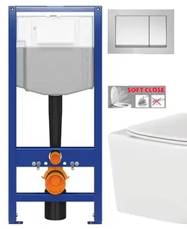 Závesné wc sety CERSANIT predstenový inštalačný systém s tlačidlom chrom K97-509 + WC INVENA TINOS  + SEDADLO K97-526 509 NO1