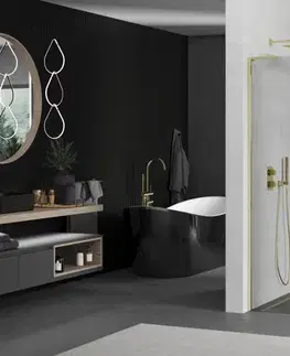 Sprchové dvere MEXEN/S - Kioto L Sprchová zástena WALK-IN 50 x 200, transparent, zlatá 800-050-103-50-00