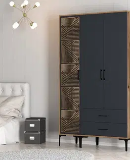 Šatňové skrine Šatníková skriňa Kumsal PT - Walnut, Anthracite