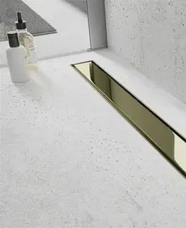 Sprchovacie kúty MEXEN - Flat M13 odtokový žľab 2v1 110, zlatý 1510110