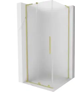 Sprchovacie kúty MEXEN/S - Velar L sprchovací kút, posuvné dvere 120 x 120, dekor, zlato kartáčovaná 871-120-120-33-55