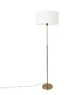 Stojace lampy Stojaca lampa nastaviteľná bronzová s tienidlom bielym 50 cm - Parte