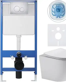 Záchody CERANO - Kompletný WC set Profi/Cesso - biela lesklá - WC tlačidlo Duo/Chrom - predstenová inštalácia - 49x36 CER-8050BD84211
