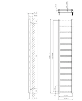 Radiátory do kúpeľne SAPHO - METRO LIGHT vykurovacie teleso 300x1500 čierna mat IR446TB