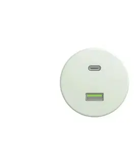 Predlžovacie káble lap - Retro USB zásuvka A+C bez rámčeka mentolovo zelená MZ/USB