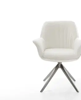 Jedálenské stoličky DELIFE Jedálenská stolička Keila-Flex s opierkami bouclé mäkký béžová krížová podstava široká grafitová 360° otočná kolískacia funkcia