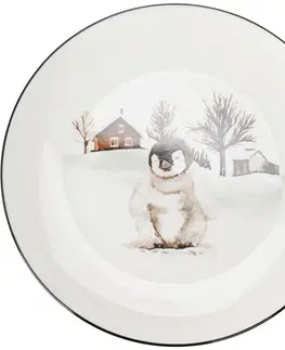 Taniere Porcelánový plytký tanier Winter Penguin, 27 x 2,6 cm