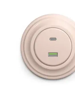 Predlžovacie káble Reblig - Retro USB zásuvka A+C s rámikom staroružová RG0119+RG0125
