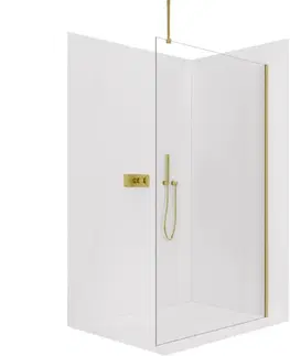 Sprchovacie kúty CERANO - Sprchová zástěna Walk-in Onyx Top Round L/P - 8 mm - kulatá vzpěra - zlatá, transparentní sklo - 50x200  CER-8050BD1456