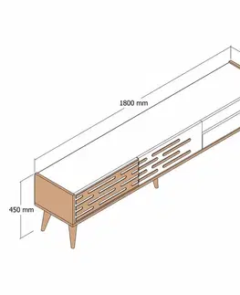 TV stolíky TV stolík Valensiya - Walnut, Black, Marble