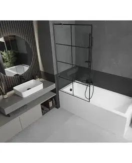Sprchové dvere MEXEN/S - Next vaňová zástena FIX 90 x 150, čierna vzor, grafit metal 895-090-000-00-77-95