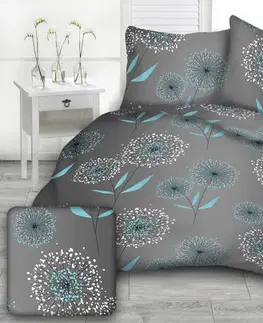 Obliečky Obliečky krepové Púpava modrá TiaHome - 1x Vankúš 90x70cm, 1x Paplón 140x200cm