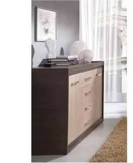 Komody KONDELA Korina dvojdverová komoda dub jasný / dub tmavý