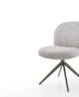 Jedálenské stoličky DELIFE Jedálenská stolička Nube-Flex manšester strieborno-šedá krížová podstava široká titánová farba 360° otočná hojdacia funkcia vrecková pružina