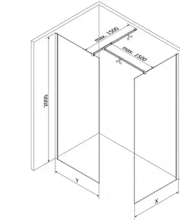 Sprchové dvere MEXEN/S - Kyoto-X Sprchová zástena WALK-IN 80 x 80, transparent 10 mm, zlato kefovaná 800-080-202-55-00-080-X