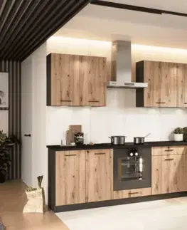 Kompletné kuchynské zostavy Artstolk Rohová kuchynská linka ANIKA C | 200-260 cm dub artisan/grafit Prevedenie: bez pracovnej dosky