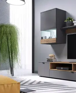 Obývacie steny CAMA MEBLE Pat obývacia stena sivá / dub lefkas