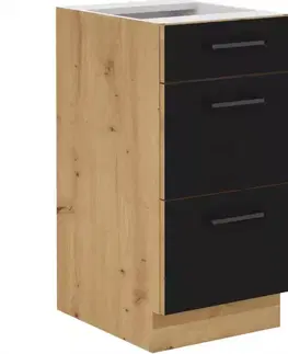 Kuchynské skrinky stojace Skrinka do kuchyne Modena  40d 3s bb čierny/dub artisan