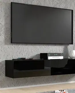 TV stolíky ArtBm Závesný TV stolík BINGO 180 cm | čierna - čierny lesk