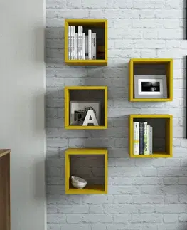 Bytové doplnky a dekorácie Nástenná polica Box - Yellow
