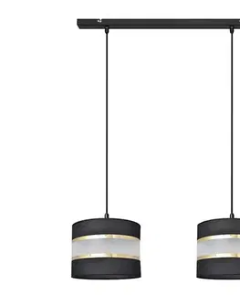 Svietidlá  Luster na lanku HELEN 2xE27/15W/230V čierna/zlatá W-L 0801/2 BK+GO+MAT