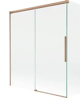 Sprchové dvere MEXEN/S - Rox vaňová zástena 2-krídlová posuvná 140 + 70 x 150, transparent, měď kartáčovaná 8C9-140-070-65-00