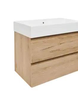Kúpeľňový nábytok Kúpeľňová skrinka 2 zásuvková s umývadlom SAT B-Way 79x50x45 cm dub mat BWAY280OAKU2BI BWAY280OAKU2BI