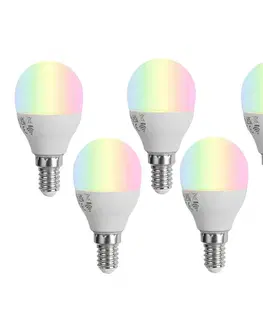 LED osvetlenie Sada 5 Smart E14 LED žiaroviek G45 Opál RGBW 4.9W 470 lm 2700-6500K