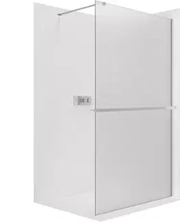 Držadlá k vani CERANO - Sprchová zástěna Walk-in Onyx Cube L/P - 8 mm + polička/držák na ručníky - hranatá vzpěra - chrom, mléčné sklo - 100x200  CER-8050BD648