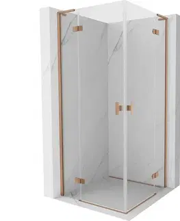 Sprchovacie kúty MEXEN/S - Mist-H L Duo sprchovací kút dvere krídlové 110 x 110, transparent, meď kartáčovaná 8A5L-110L-110P-65-00