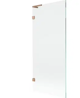 Sprchové dvere MEXEN/S - Lunar L vaňová zástena FIX 80 x 150, transparent, meď kartáčovaná 897L-080-000-65-00