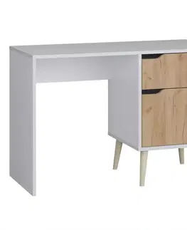 Moderné kancelárske stoly Písací stôl Agnar D.craft zlatý+Biely