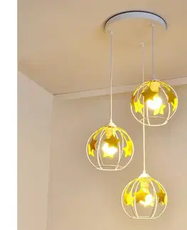Svietidlá  Detský luster na lanku STARS 3xE27/15W/230V žltá/biela W-KD 1385/3 WT+YL