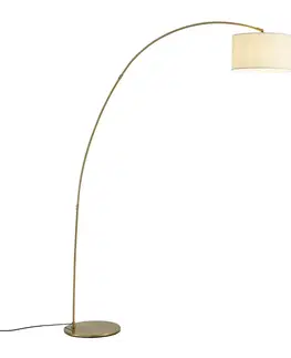 Oblúkové lampy Moderná oblúková lampa mosadzná s béžovým tienidlom - Vinossa