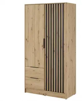Šatníkové skrine Skriňa Nelly 2d Dub Artisan/Čierna