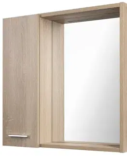Kúpeľňový nábytok AQUALINE - ZOJA/KERAMIA FRESH STRIP galérka s LED osvetlením 60x60x14cm, ľavá, dub platin 45027S
