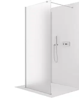 Sprchovacie kúty CERANO - Sprchová zástěna Walk-in Onyx Corner Cube L/P - 8 mm - hranatá vzpěra - chrom, mléčné sklo - 100x90x200  CER-645967