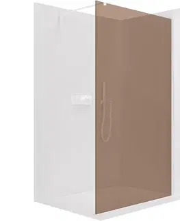 Sprchové dvere CERANO - Sprchová zástena Walk-in Onyx Cube Ľ/P - 8 mm - hranatá vzpera - biela matná, bronzové sklo - 110x200 CER-686587