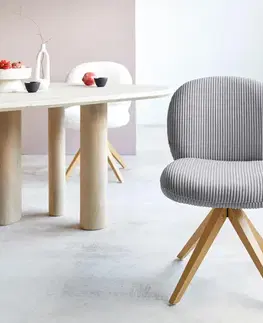 Jedálenské stoličky DELIFE Jedálenská stolička Nube-Flex manšester strieborno-šedá drevená podstava hranatá prírodná 180° otočná vrecková pružina