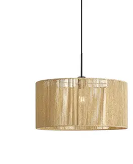 Závesné svietidlá Hanglamp zwart met beige papieren touw kap 50/50/25 - Combi 1